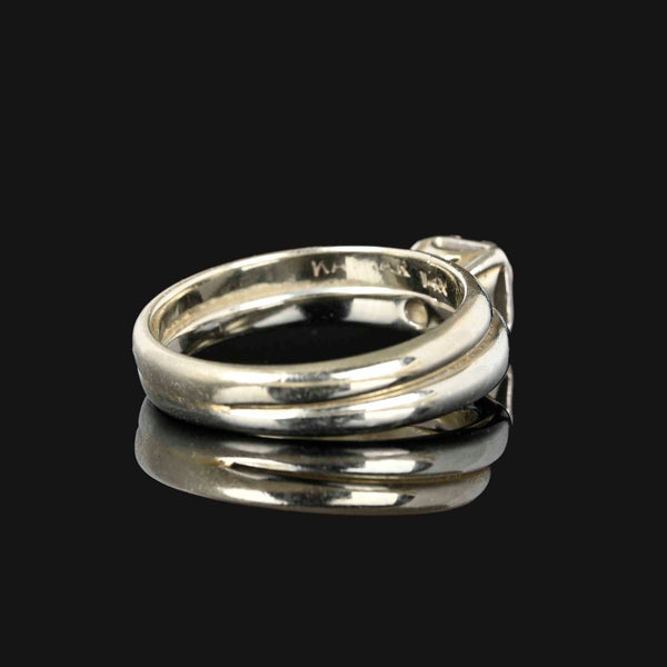Antique Diamond Solitaire Wedding Ring Set in 14K White Gold - Boylerpf