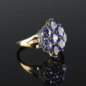 ON HOLD Estate Gold Diamond Tanzanite Cluster Ring - Boylerpf