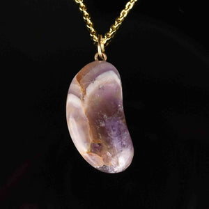 Gold Amethyst Lucky Bean Pendant Necklace - Boylerpf