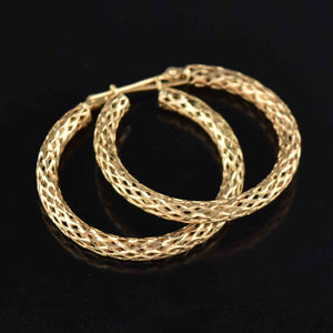 Vintage Large Diamond Cut Gold Hoop Earrings - Boylerpf