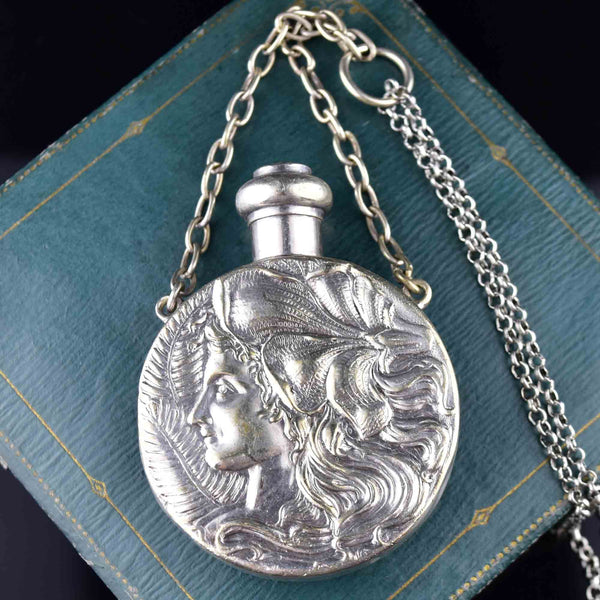 Antique Art Nouveau Perfume Bottle Pendant Necklace - Boylerpf