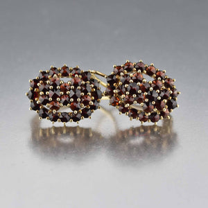 Fine Oval Garnet Cluster Dangle Earrings - Boylerpf