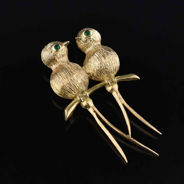 Beautiful Large 14K Gold Emerald Swallow Brooch Pin – Boylerpf