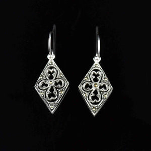 Vintage Sterling Silver Marcasite Geometric Earrings - Boylerpf