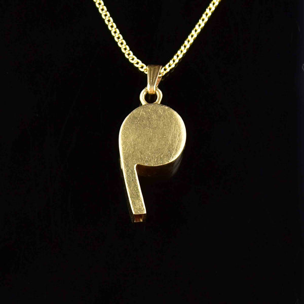 14K Gold Working Whistle Pendant Necklace - Boylerpf