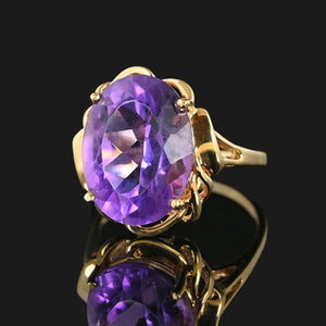 Vintage 14K Gold 9 CTW Amethyst Cocktail Ring - Boylerpf