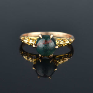 Estate Gold Filigree Solitaire Bloodstone Ring - Boylerpf