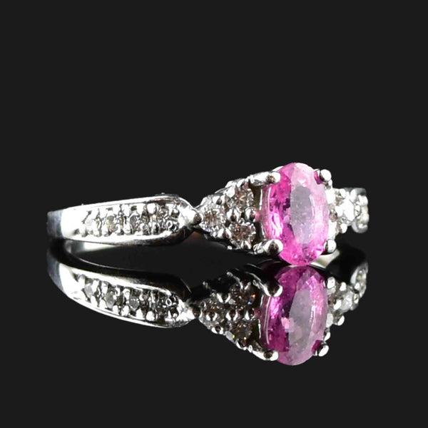 14K White Gold Pink Sapphire Diamond Ring - Boylerpf