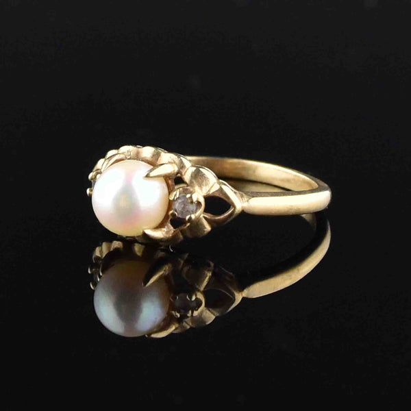 10K Gold Pearl Solitaire Engagement Ring, Sz 6 - Boylerpf