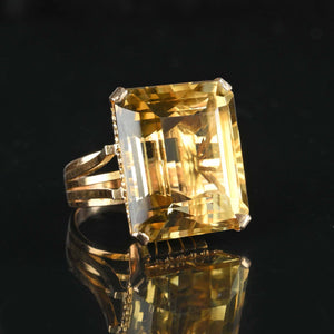 Retro 42 Carat Citrine Cocktail Ring in 14K Gold - Boylerpf