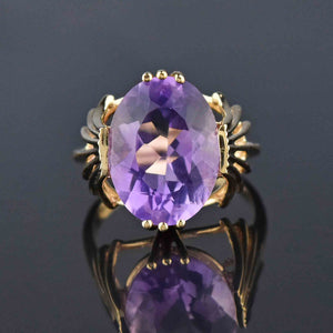 Vintage Gold 10CTW Oval Amethyst Ring, Sz 9 - Boylerpf