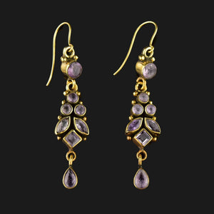 Vintage Gold Amethyst Leaf Earrings - Boylerpf