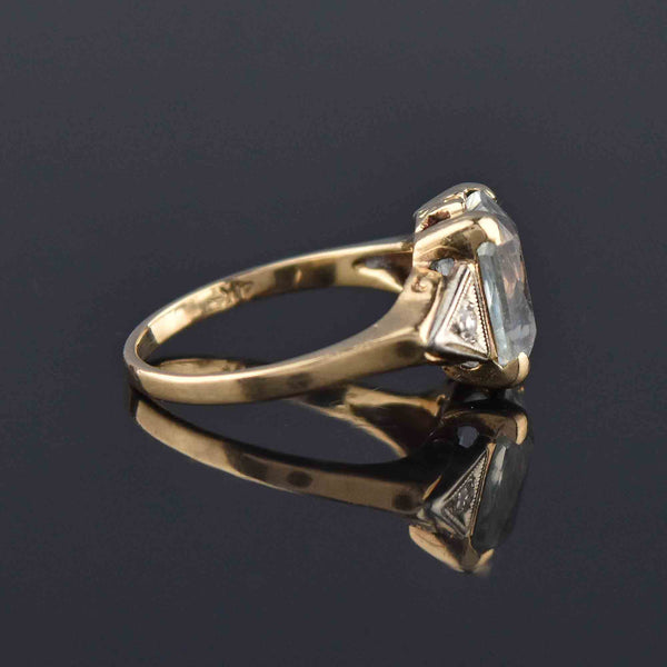 Art Deco 14K Gold Diamond Aquamarine Ring - Boylerpf