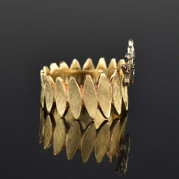 Vintage 14K Gold Wide Band Garnet Butterfly Ring - Boylerpf