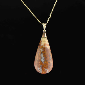 Fine 14K Gold Scottish Agate Pendant Necklace - Boylerpf