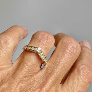 Vintage Diamond Chevron Ring in 14K Gold - Boylerpf