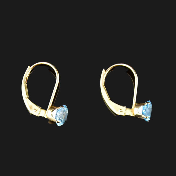 Vintage 10K Gold Blue Topaz Earrings - Boylerpf