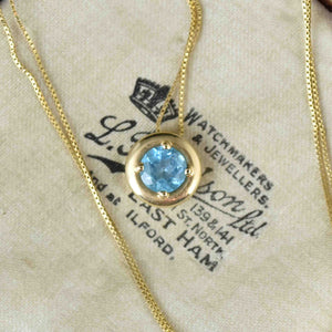 Vintage 10K Gold Blue Topaz Pendant Necklace - Boylerpf