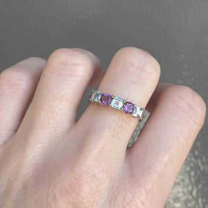 Gold Amethyst Blue Topaz Stacking Band Ring - Boylerpf