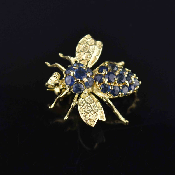 Sapphire & Diamond Bee 14K Gold Charm