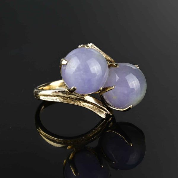 Lavender Jade Ball 14K Gold ByPass Ring - Boylerpf