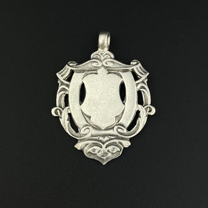 Vintage Edwardian Silver Shield Medallion Watch Fob Pendant - Boylerpf