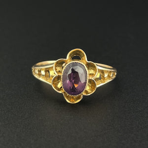 Vintage Amethyst 10K Gold Flower Ring, Sz 5.5 - Boylerpf