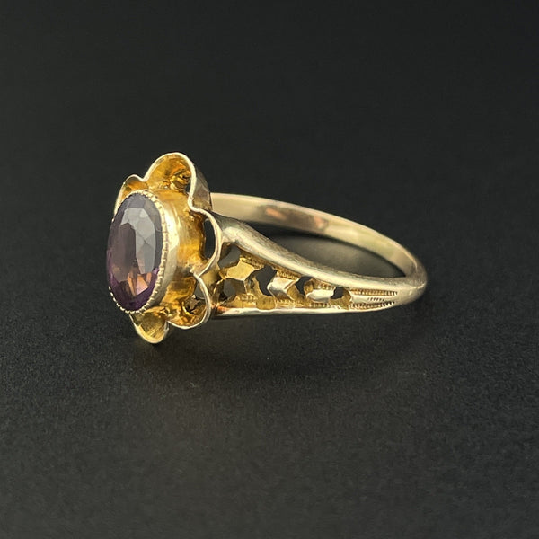 Vintage Amethyst 10K Gold Flower Ring, Sz 5.5 - Boylerpf