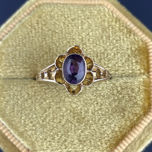 Vintage Amethyst 10K Gold Flower Ring, Sz 5.5 - Boylerpf