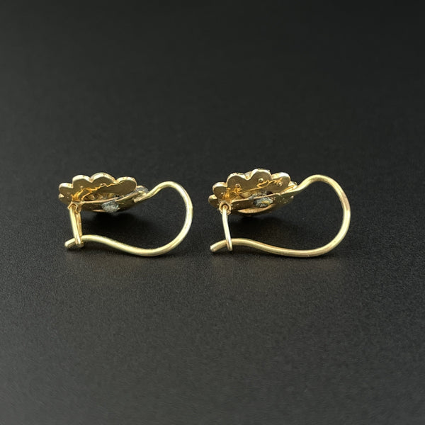 Vintage 14K Gold Pearl Daisy Cluster Earrings - Boylerpf
