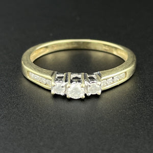 Vintage 10K Gold Three Stone Diamond Ring, Sz 6 3/4 - Boylerpf