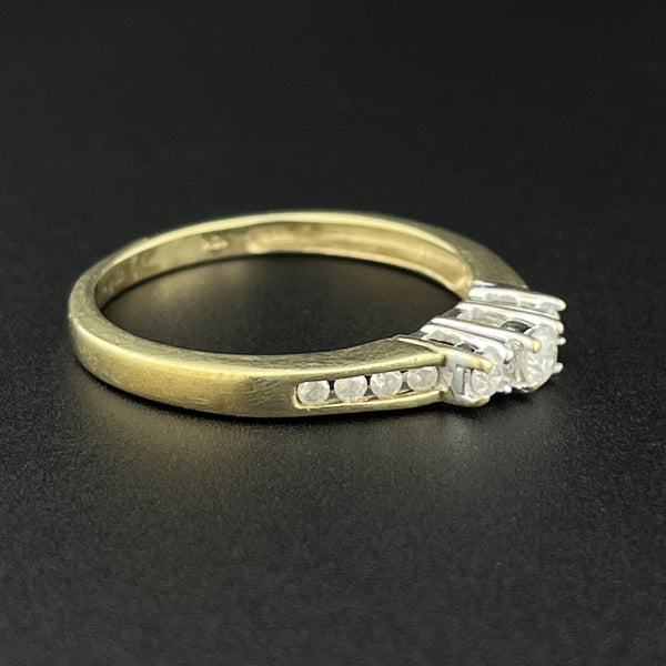 Vintage 10K Gold Three Stone Diamond Ring, Sz 6 3/4 - Boylerpf