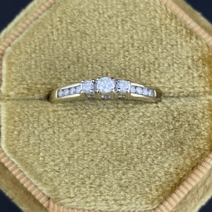 Vintage 10K Gold Three Stone Diamond Ring, Sz 6 3/4 - Boylerpf