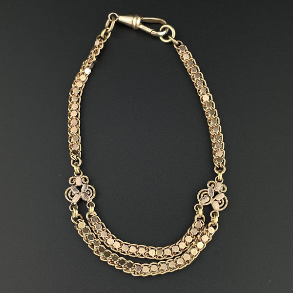 Antique Edwardian Fancy Link Rolled Gold Watch Chain Bracelet - Boylerpf