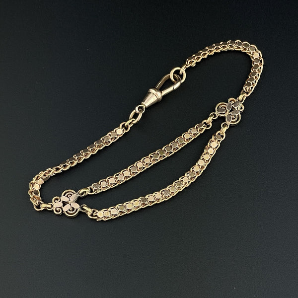 Antique Edwardian Fancy Link Rolled Gold Watch Chain Bracelet - Boylerpf