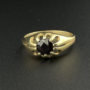 Vintage Victorian Gold Garnet Ring Belcher Style - Boylerpf