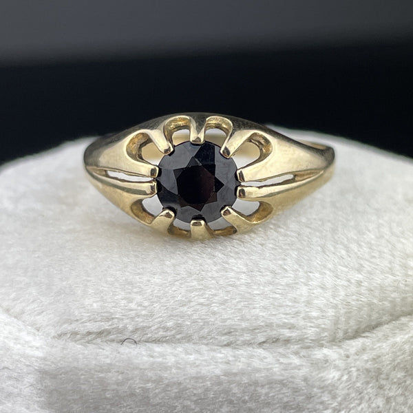 Vintage Victorian Gold Garnet Ring Belcher Style - Boylerpf