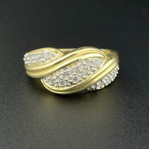 Vintage 14K Yellow Gold Diamond Love Knot Ring, Sz 7 - Boylerpf