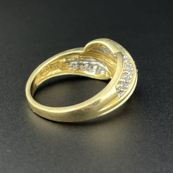 Vintage 14K Yellow Gold Diamond Love Knot Ring, Sz 7 - Boylerpf