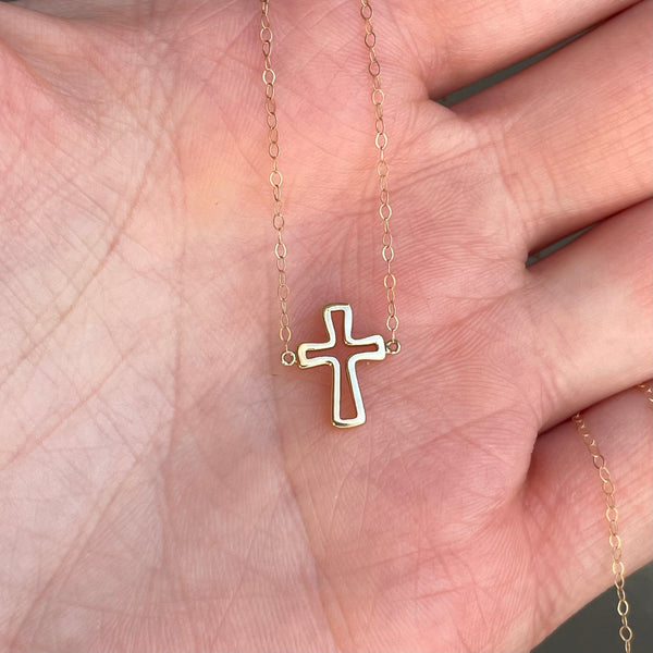 Finecraft Simple Cross Pendant In 10K Yellow Gold - Men's, No Stone, Cable Chain