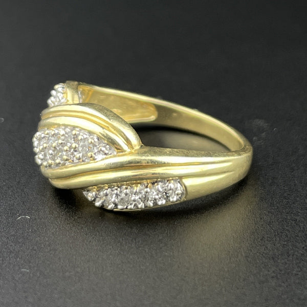 Vintage 14K Yellow Gold Diamond Love Knot Ring, Sz 7 - Boylerpf