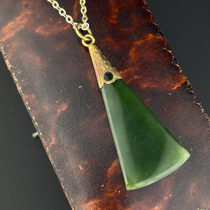 Vintage Edwardian Maori Pounamu New Zealand Jade Pendant Necklace - Boylerpf