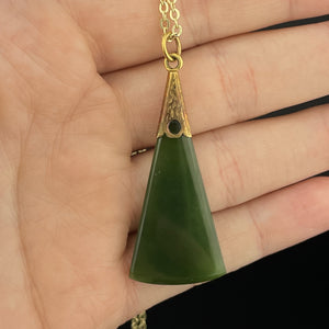 Vintage Edwardian Maori Pounamu New Zealand Jade Pendant Necklace - Boylerpf