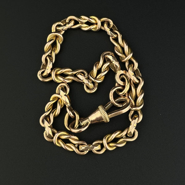 Antique Edwardian Lovers Knot Fancy Link Chain Bracelet - Boylerpf