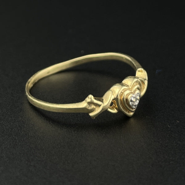 Vintage 10K Gold Diamond Hugs and Kisses Ring, Sz 8 - Boylerpf