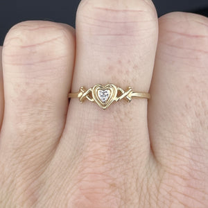 Vintage 10K Gold Diamond Hugs and Kisses Ring, Sz 8 - Boylerpf