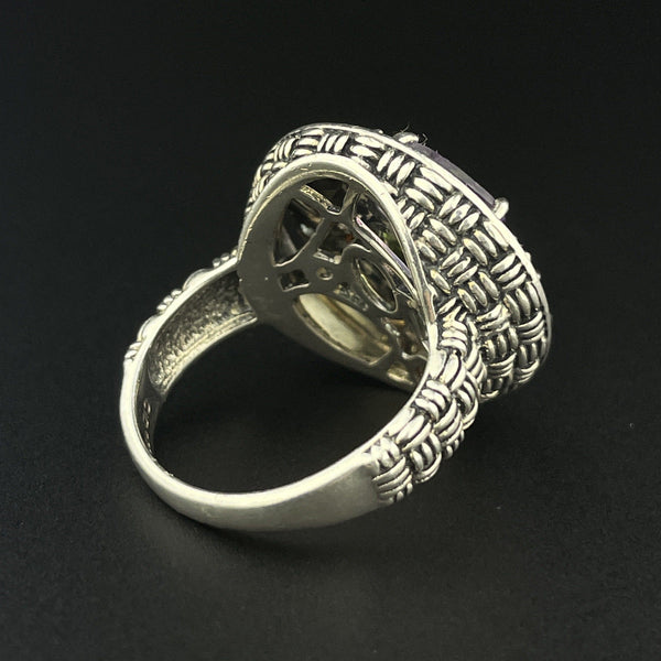 Vintage Silver Multi Gemstone Harlequin Ring, Sz 7 - Boylerpf