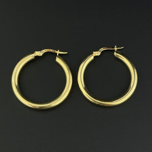 Vintage Solid 14K Gold Large Huggie Style Hoop Earrings - Boylerpf