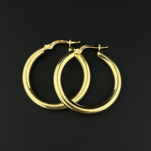 Vintage Solid 14K Gold Large Huggie Style Hoop Earrings - Boylerpf