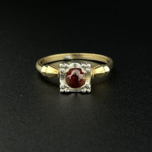 Vintage Art Deco 14K Gold Garnet Solitaire Illusion Ring, Sz 6.5 - Boylerpf